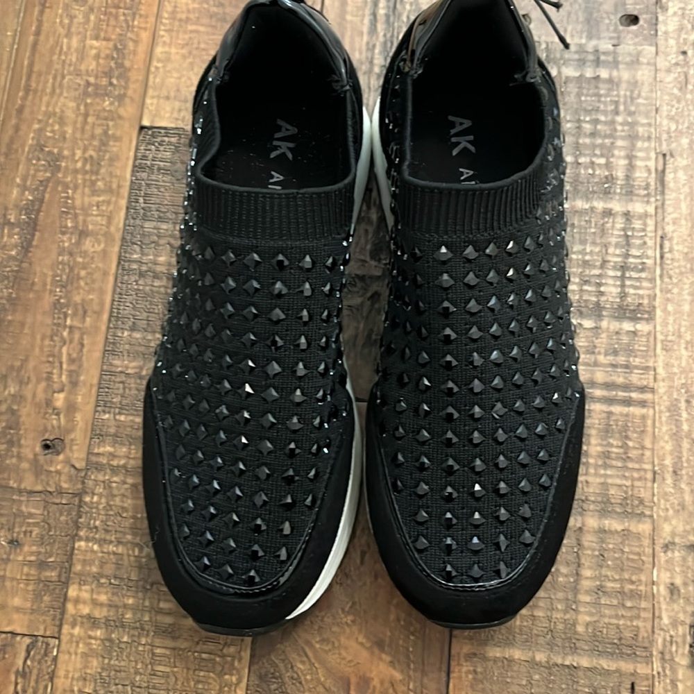 Black embellished sock sneakers